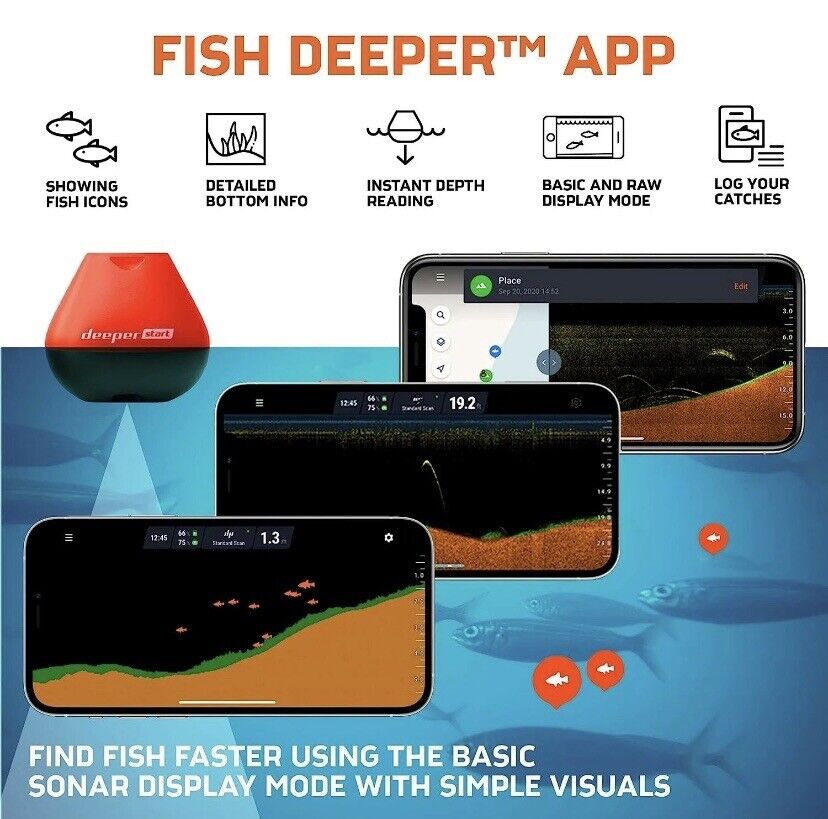 Deeper Start Smart Fish Finder  Portable Fish Finder and Depth Finder for fishes